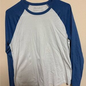 Eddie Bauer Blue and White Long Sleeve Tee